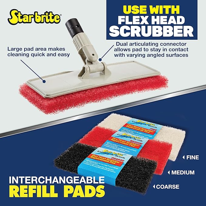 STAR BRITE Flexible Head Scrubber Replacement (Medium) (Red) (040126)