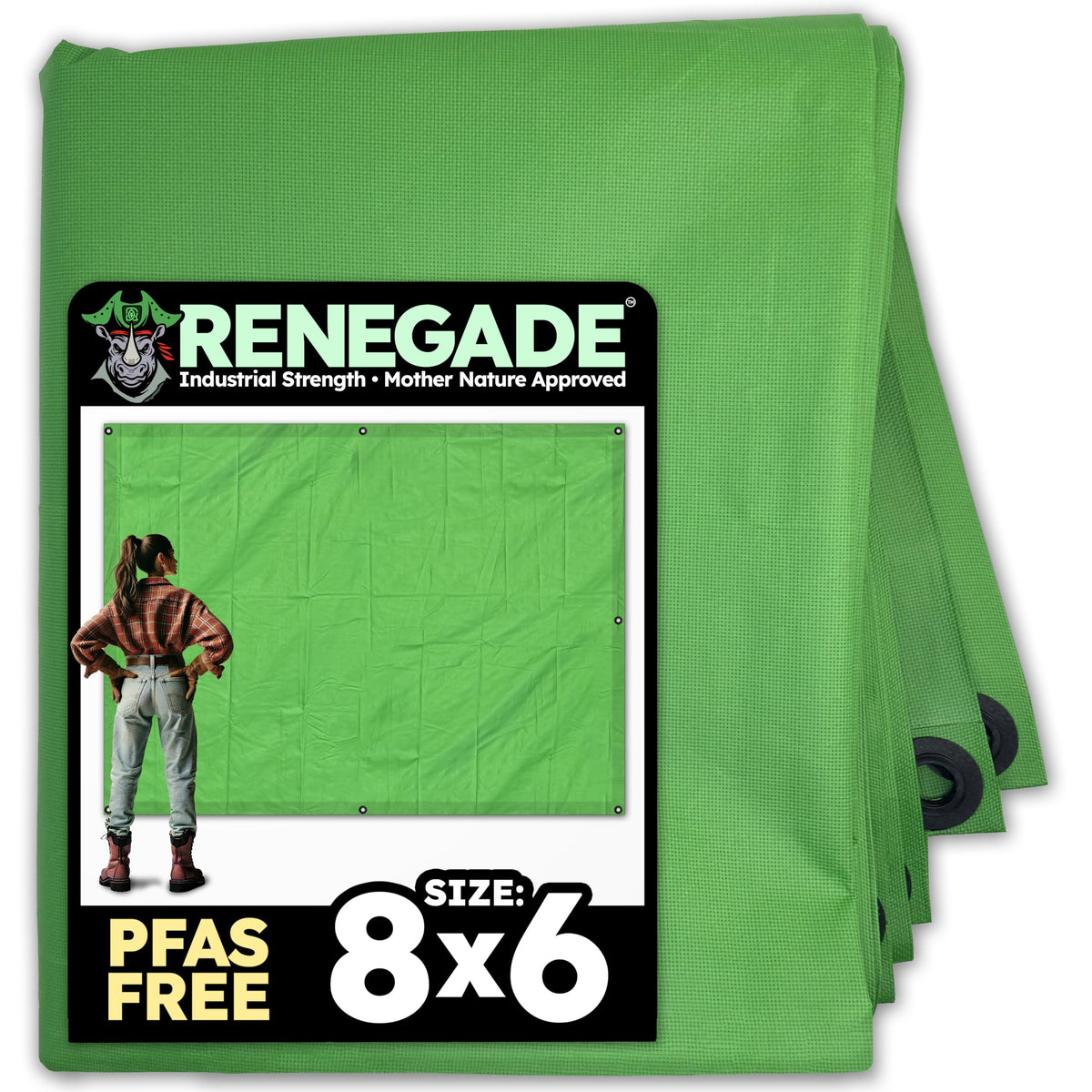 Renegade Heavy Duty Waterproof Tarp, 8 x 6 ft, Green - Image 1