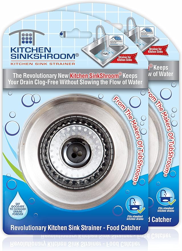 SinkShroom Revolutionary Clog-Free Sink Strainer Basket, 2-Pack, Stainless Steel + SinkShroom Ultra Revolutionary Bathroom Sink Drain Protector, Stainless Steel with Stopper
