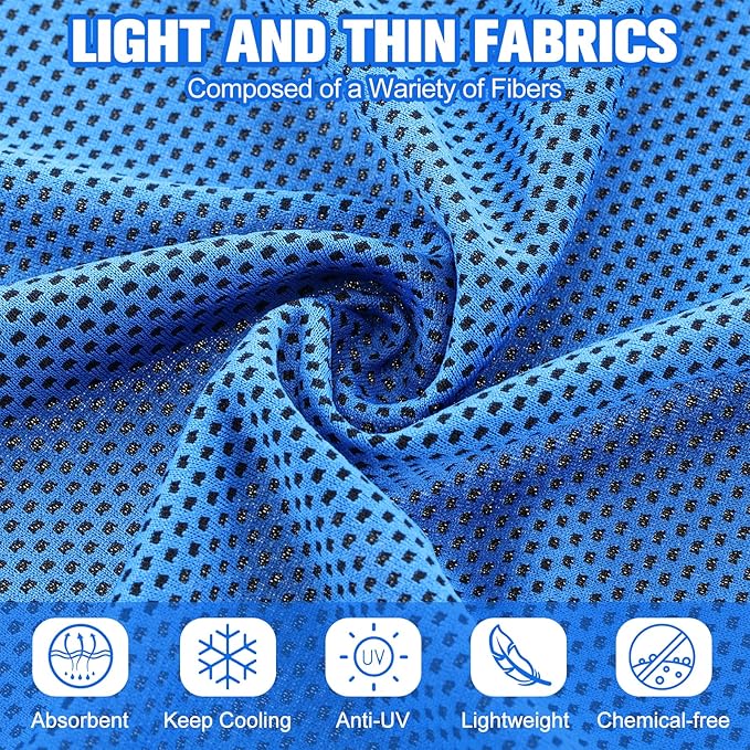 Shellwei 100 Pcs Cooling Towels Bulk 40 x 12 Inch Ice Towel Microfiber Sports Cooling Towels for Neck Face, Breathable Chilly Towel for Yoga Sport(Royal Blue, Light Gray)