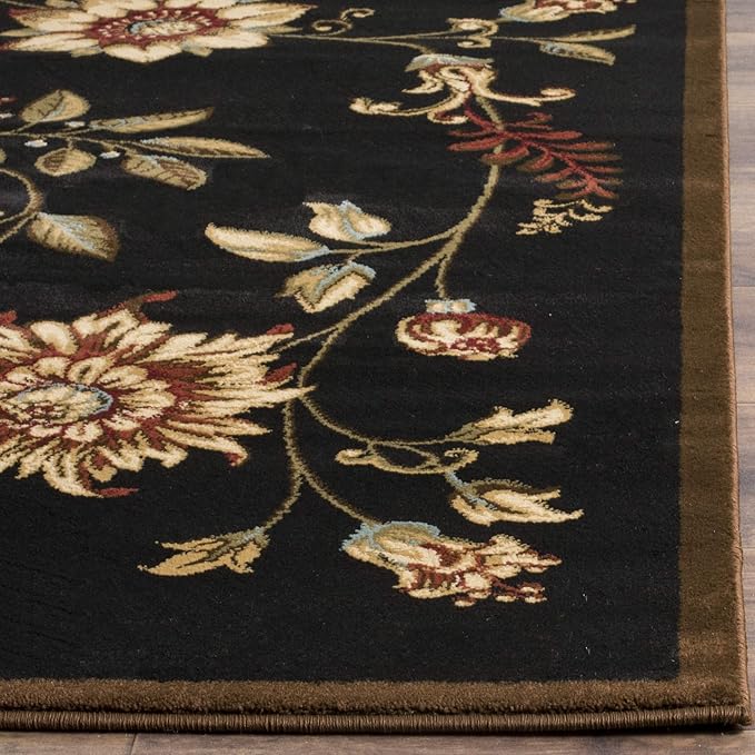 SAFAVIEH Lyndhurst Collection Runner Rug - 2'3" x 8', Black & Multi, Traditional Floral Design, Non-Shedding & Easy Care, Ideal for High Traffic Areas in Living Room, Bedroom (LNH552-9091)