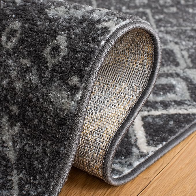SAFAVIEH Amsterdam Collection Area Rug - 6'7" x 9'2", Dark Grey & Light Grey, Moroccan Boho Design, Non-Shedding & Easy Care, Ideal for High Traffic Areas in Living Room, Bedroom (AMS108J)