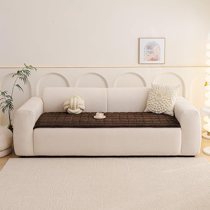 MEETSKY Couch Cover for 2 Cushion Couch Sofa, Non-Slip Couch Cover for Dog Washable Sofa Protector Pet Friendly Dog Mats for Couches Soft Furniture Covers, 27.6" x 70.9", Chocolate