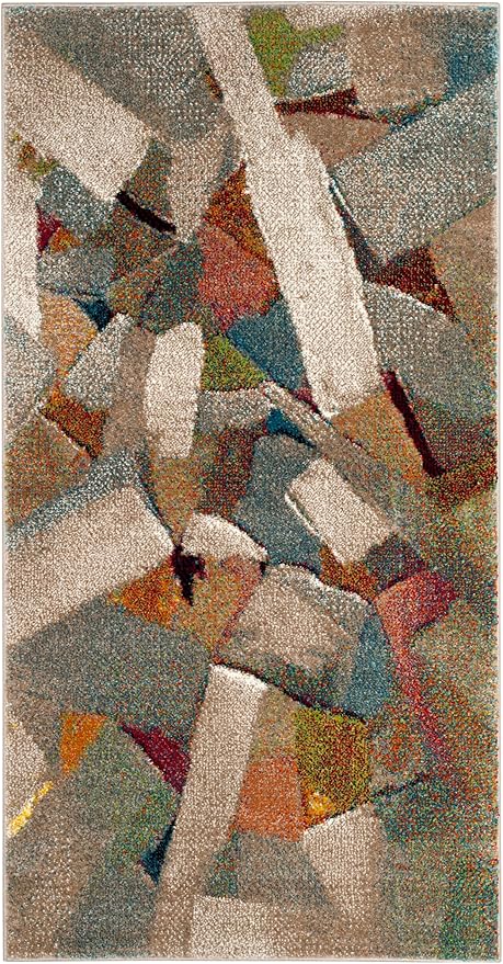 SAFAVIEH Porcello Collection Accent Rug - 2'7" x 5', Grey & Multi, Modern Abstract Design, Non-Shedding & Easy Care, Ideal for High Traffic Areas in Entryway, Living Room, Bedroom (PRL6937B)
