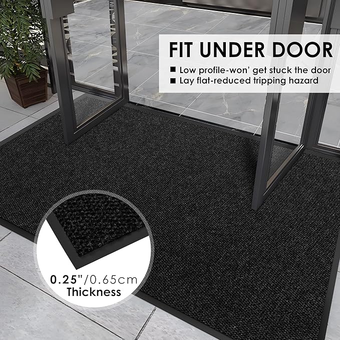 3′ x 7′ Front Door Mat Indoor Outdoor Entrance, Commercial Floor Mat Heavy Duty Dirt Trapper Entryway Doormat, Custom Size Non Slip Rubber Backing Welcome mat, Door Mat for High Traffic Area