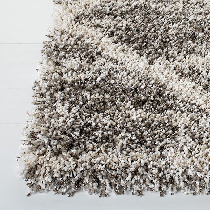 SAFAVIEH Hudson Shag Collection Area Rug - 6' x 9', Distressed Grey & Ivory, Trellis Design, Non-Shedding & Easy Care, 2-inch Thick Ideal for High Traffic Areas in Living Room, Bedroom (SGH281K)