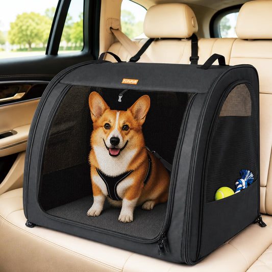 Dog Car Crate for Medium Dogs, Soft-Sided Collapsible - Image 1