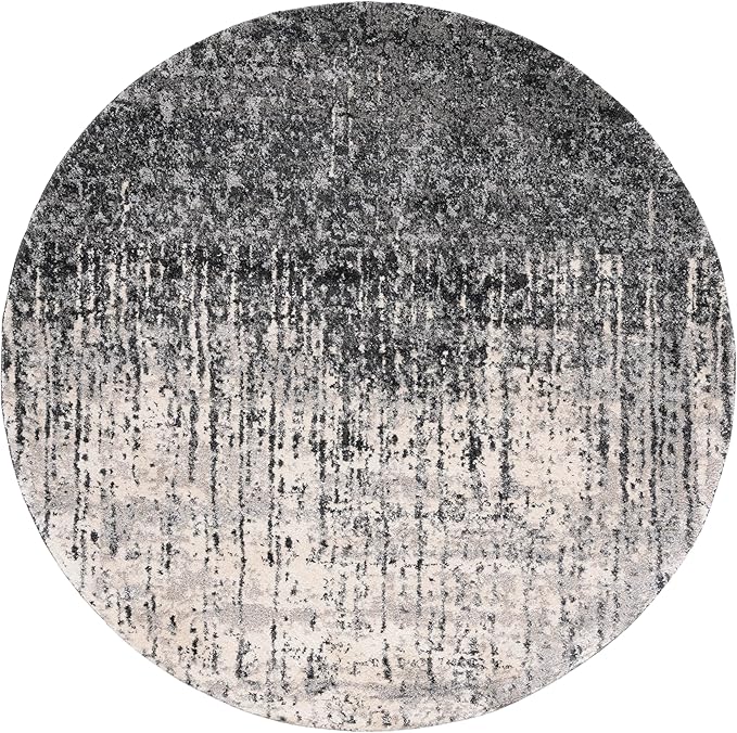 SAFAVIEH Retro Collection 6' Round Black / Light Grey RET2770 Modern Abstract Non-Shedding Dining Room Entryway Foyer Living Room Bedroom Area Rug