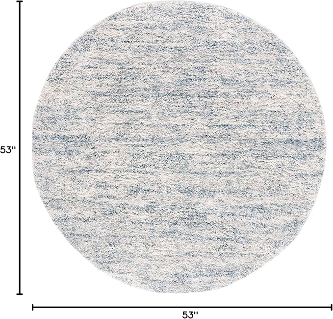 SAFAVIEH Berber Shag Collection Accent Rug - 4' Round, Ivory & Light Aqua, Modern Design, Non-Shedding & Easy Care, 1.2-inch Thick, Ideal for The Living Room, Bedroom, Dining Room (BER563J-4R)