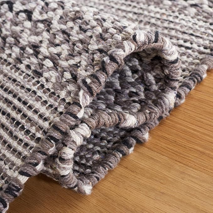 SAFAVIEH Montauk Collection 10' Round Ivory/Anthracite MTK330N Handmade Flatweave Boho Farmhouse Cotton Entryway Foyer Living Room Bedroom Kitchen Area Rug