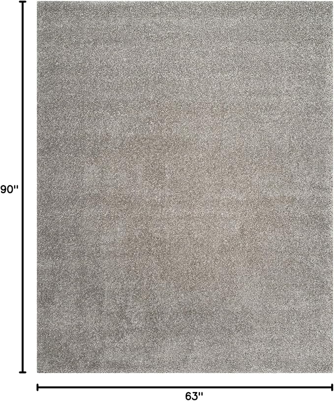 SAFAVIEH Santa Monica Shag Collection 5'3" x 7'6" Silver SGN725 Solid Non-Shedding Living Room Bedroom Dining Room Entryway Plush 2-inch Thick Area Rug