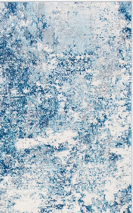 SAFAVIEH Brentwood Collection Area Rug - 8' x 10', Ivory & Navy, Modern Abstract Design, Non-Shedding & Easy Care, Ideal for High Traffic Areas in Living Room, Bedroom (BNT822B)