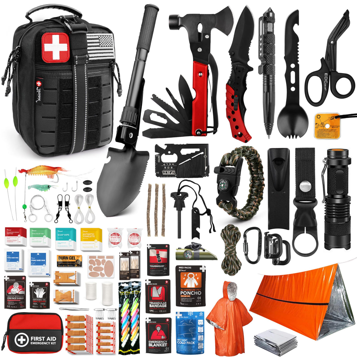 Survival First Aid Kit, 190 Pcs Survival Gear and Medical - Image 1