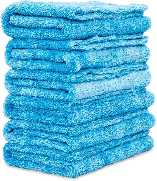 Griot's Garage Microfiber Plush Edgeless Towels, for Car Cleaning, Detailing and Polishing, Scratch-Free, 16” x 16”, Set of 6, 14901