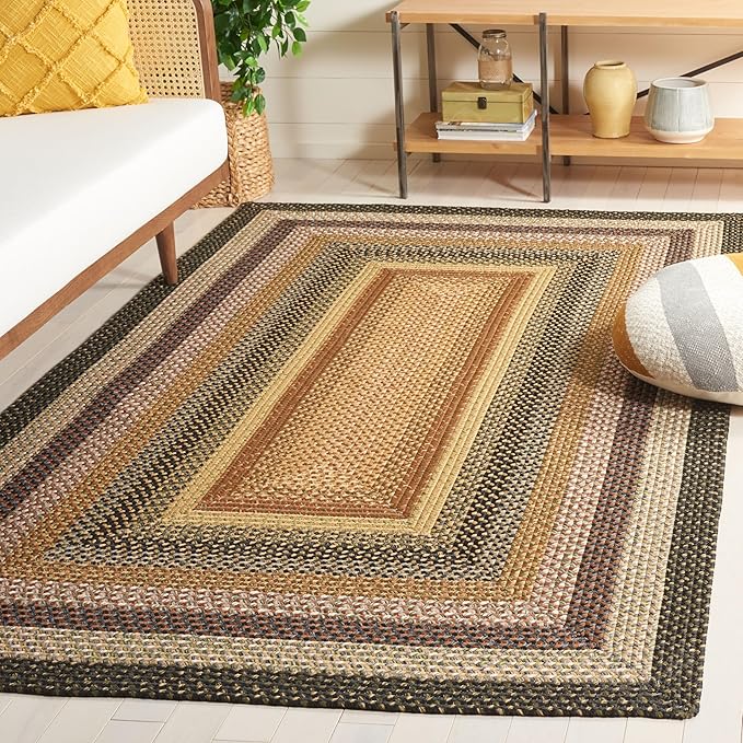 SAFAVIEH Washable Rug Outdoor Braided Collection - 6' x 8', Multi, Handmade & Reversible, Non-Shedding & Easy to Clean, Ideal for Patio, Backyard, Mudroom (BRD308A)