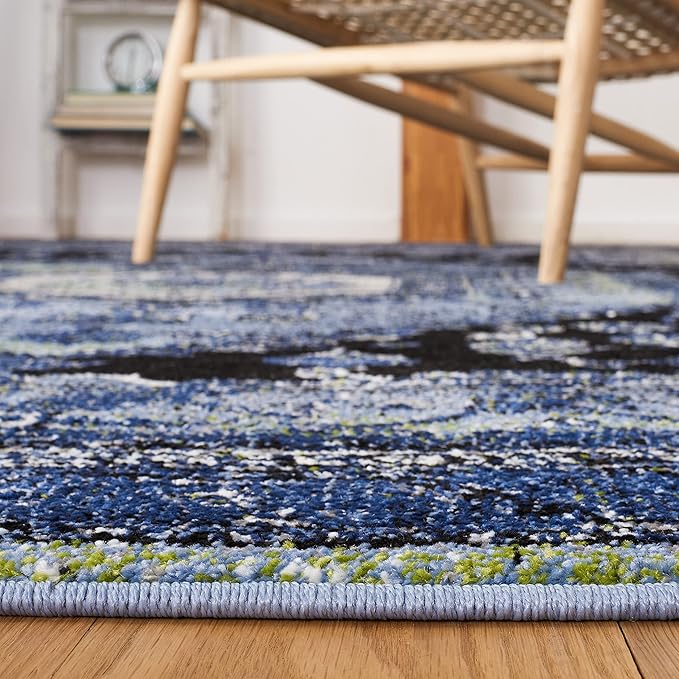 SAFAVIEH Vintage Hamadan Collection Runner Rug - 2'3" x 8', Light Blue & Black, Traditional Oriental Design, Non-Shedding & Easy Care, Ideal for High Traffic Areas in Living Room, Bedroom (VTH204J)