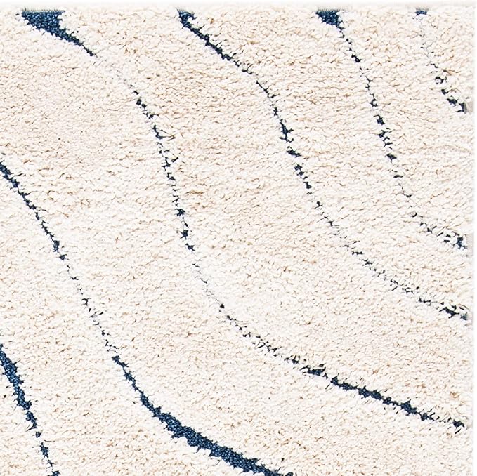 SAFAVIEH Florida Shag Collection Area Rug - 8'6" x 12', Cream & Blue, Non-Shedding & Easy Care, 1.2-inch Thick Ideal for High Traffic Areas in Living Room, Bedroom (SG472-1165)