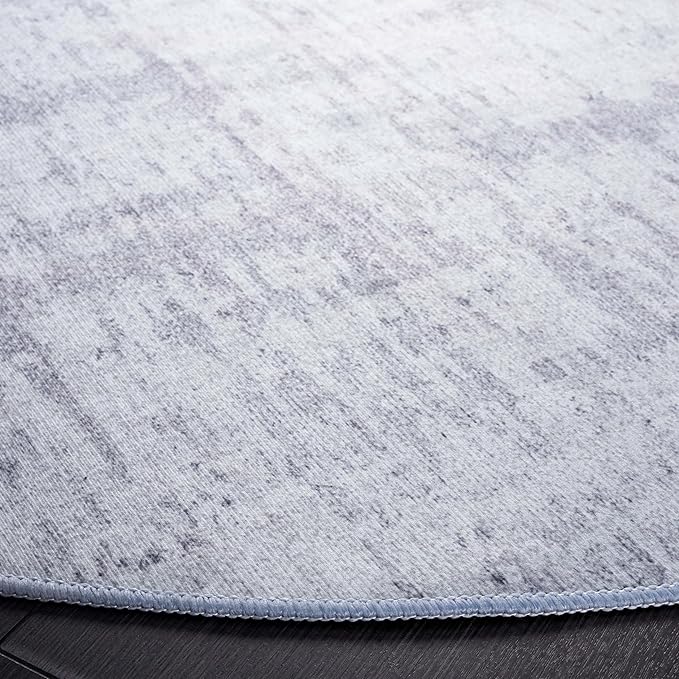SAFAVIEH Washable Rug Tacoma Collection - 6' Round, Light Grey & Grey, Slip Resistant & Easy to Clean, Ideal for Living Room, Bedroom, Home Office, Dining Space (TAC857F)