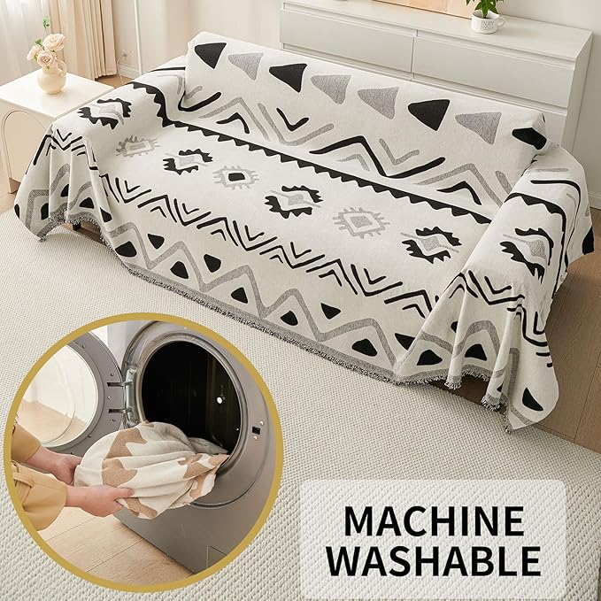 HAOMAIJIA Non Slip Couch Cover Sofa Covers for 3 Cushion Couch Washable sectional Couch Covers for Dogs pet Furniture Protector Couch Cover Blanket for Living Room (My-Black, 71"x118")