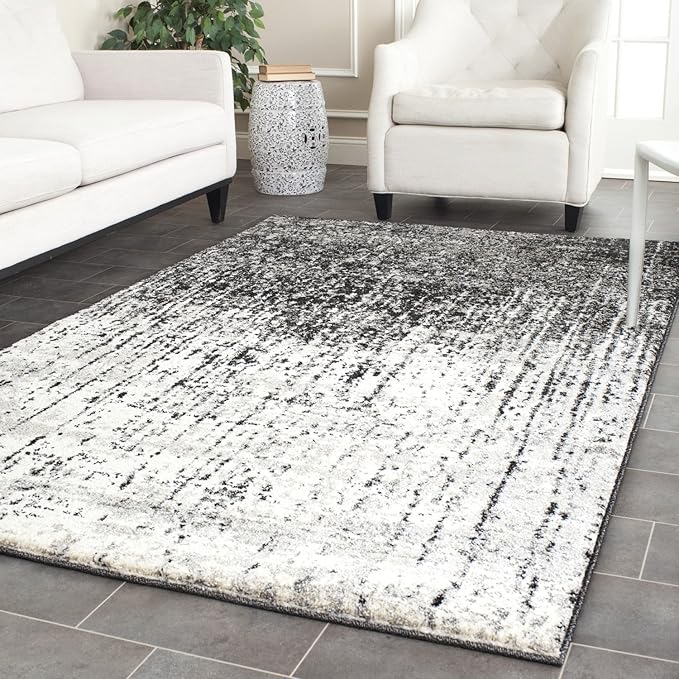 SAFAVIEH Retro Collection Accent Rug - 2'6" x 4', Black & Light Grey, Modern Abstract Design, Non-Shedding & Easy Care, Ideal for High Traffic Areas in Entryway, Living Room, Bedroom (RET2770-9079)