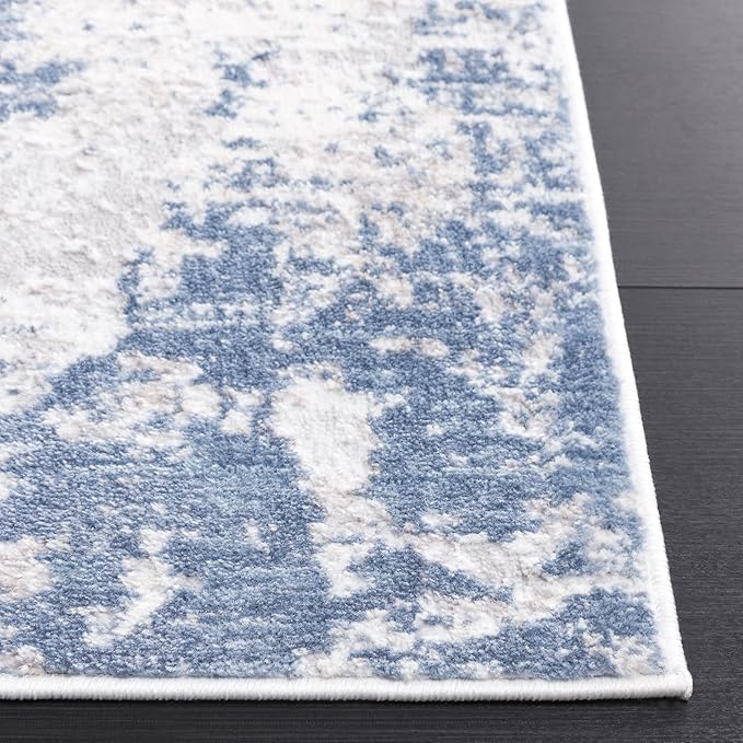 SAFAVIEH Amelia Collection Runner Rug - 2'2" x 14', Dark Blue & Grey, Non-Shedding & Easy to Clean, Ideal for Bedroom, Hallway, Foyer, Kitchen, Entryway (ALA705M)
