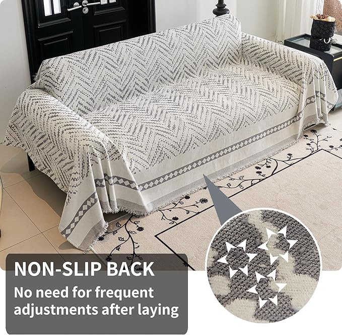 HAOMAIJIA Non Slip Couch Cover Sofa Covers for 3 Cushion Couch Washable sectional Couch Covers for Dogs pet Furniture Protector Couch Cover Blanket for Living Room (MR-Grey, 71"x118")