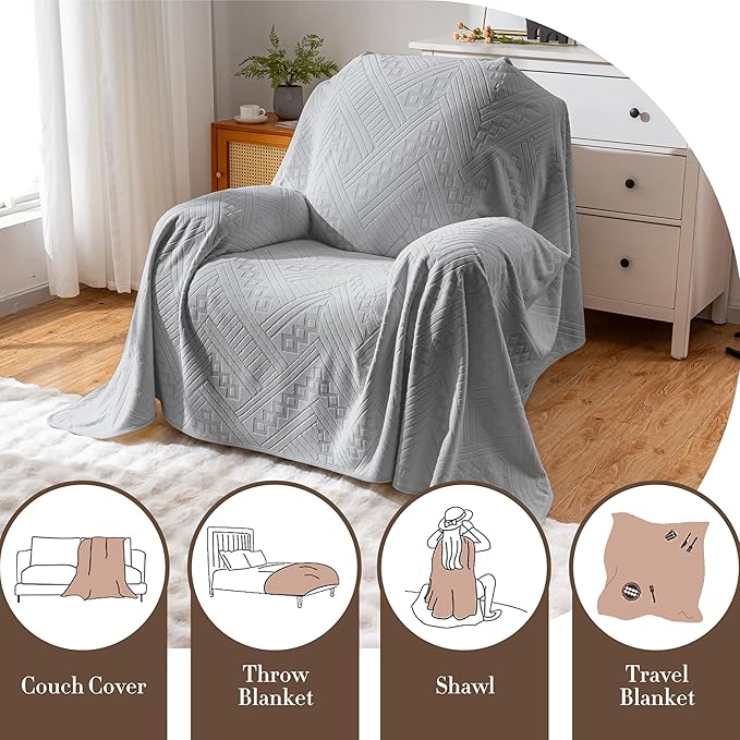 Waterproof Recliner Chair Covers, Anti-Slip Reclining Chair Covers, Pet-Friendly, Washable, Durable and Breathable Couch Covers – Reversible Design for Sofa Protection(71x71in/Light Grey)