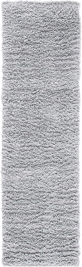 SAFAVIEH August Shag Collection Runner Rug - 2' x 7', Silver, Solid Design, Non-Shedding & Easy Care, 1.5-inch Thick Ideal for High Traffic Areas in Living Room, Bedroom (AUG200G)