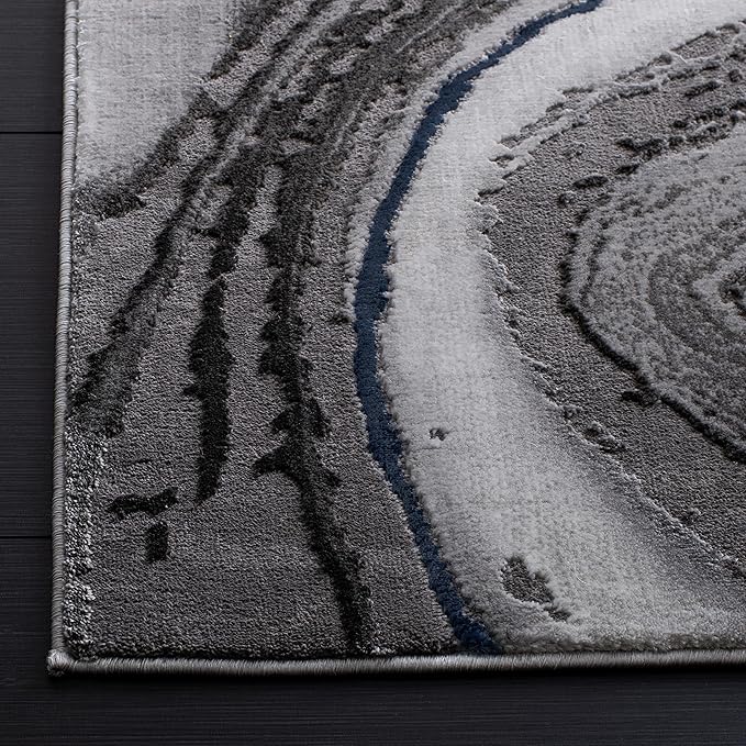 SAFAVIEH Craft Collection Accent Rug - 4' x 6', Grey & Blue, Modern Abstract Design, Non-Shedding & Easy Care, Ideal for High Traffic Areas in Entryway, Living Room, Bedroom (CFT819N)