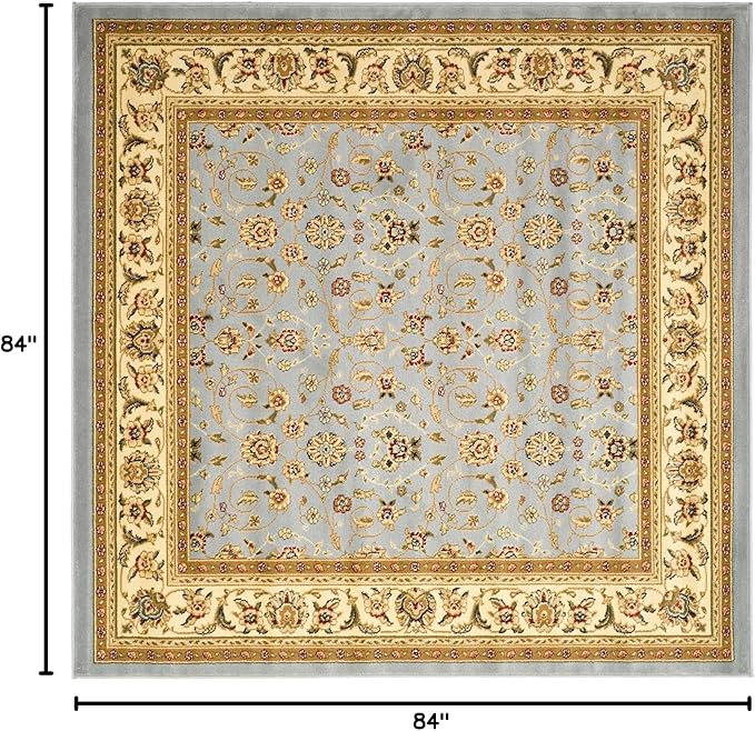 SAFAVIEH Lyndhurst Collection Area Rug - 7' Square, Light Blue & Ivory, Traditional Oriental Design, Non-Shedding & Easy Care, Ideal for High Traffic Areas in Living Room, Bedroom (LNH312B)