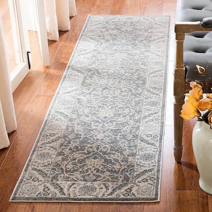 SAFAVIEH Isabella Collection Runner Rug - 2'2" x 9', Grey & Dark Grey, Oriental Design, Non-Shedding & Easy Care, Ideal for High Traffic Areas in Living Room, Bedroom (ISA912H)
