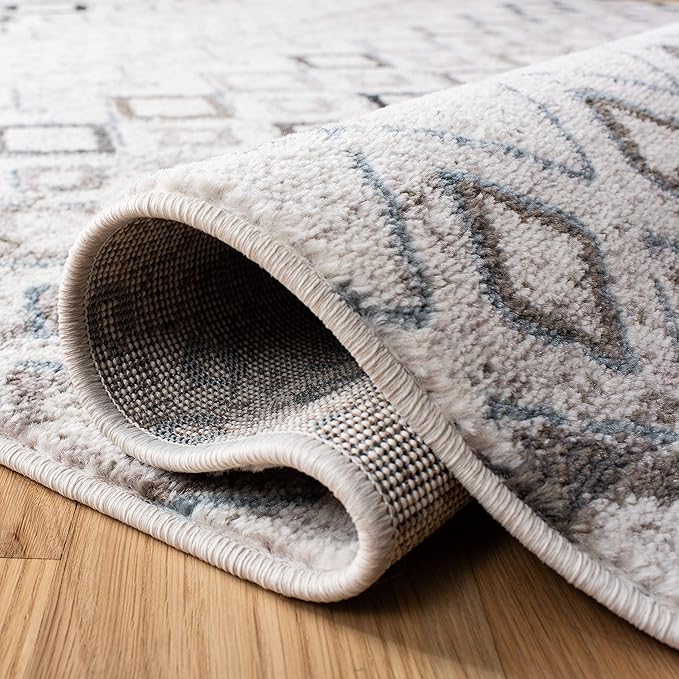 SAFAVIEH Amsterdam Collection Area Rug - 5'1" x 7'6", Ivory & Grey, Moroccan Boho Design, Non-Shedding & Easy Care, Ideal for High Traffic Areas in Living Room, Bedroom (AMS108A)