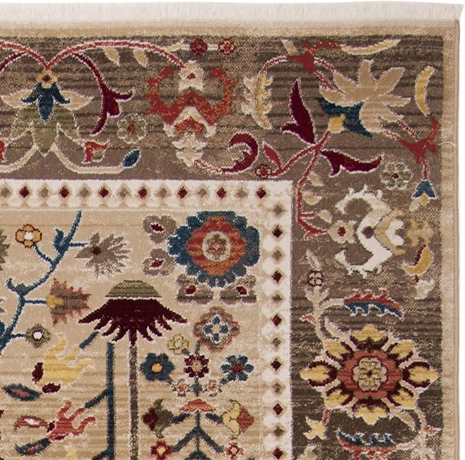SAFAVIEH Kashan Collection Area Rug - 9' x 12'6", Beige & Taupe, Traditional Oriental Design, Non-Shedding & Easy Care, Ideal for High Traffic Areas in Living Room, Bedroom (KSN303K)