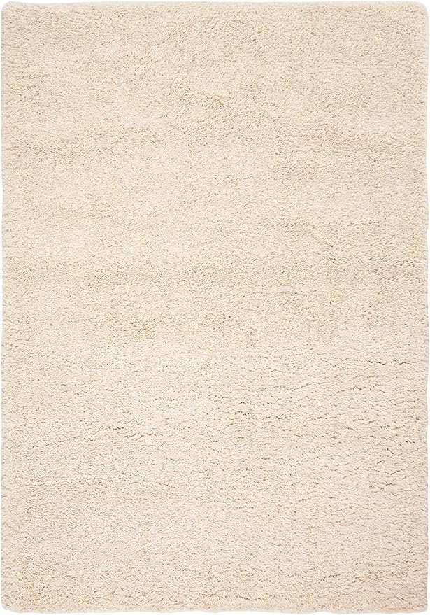 SAFAVIEH Fontana Shag Collection Area Rug - 5'3" x 7'6", Creme, Solid Design, Non-Shedding & Easy Care, 2-inch Thick Ideal for High Traffic Areas in Living Room, Bedroom (FNT800B)