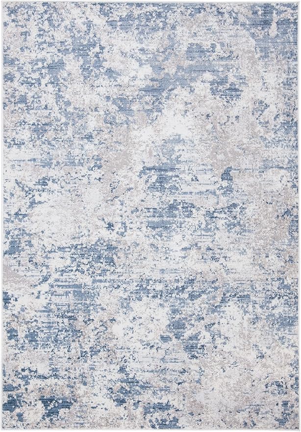 SAFAVIEH Amelia Collection Accent Rug - 4' x 6', Grey & Blue, Modern Abstract Design, Non-Shedding & Easy Care, Ideal for High Traffic Areas in Entryway, Living Room, Bedroom (ALA705F)