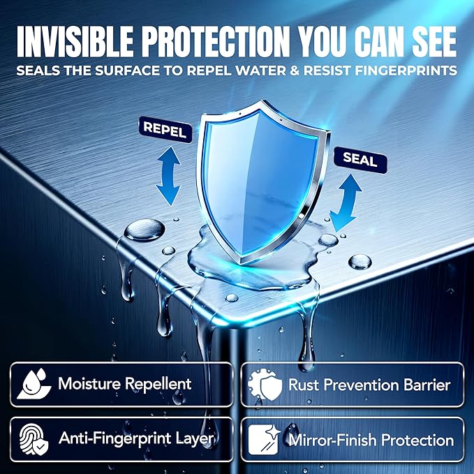 12 x 10oz Stainless Steel Cleaner and Polish - Cleans, Polishes & Protects Kitchen Appliances, Refrigerators, Sinks, Ovens & Grills - Residue & Streak Free Shine - Stainless Steel Cleaner for Sink