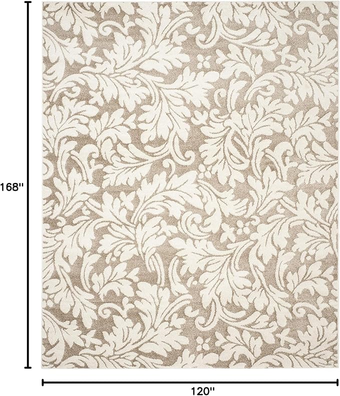 SAFAVIEH Amherst Collection Area Rug - 10' x 14', Wheat & Beige, Floral Design, Non-Shedding & Easy Care, Ideal for High Traffic Areas in Living Room, Bedroom (AMT425S)