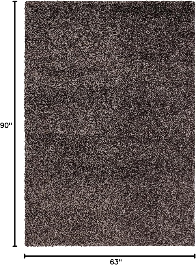 SAFAVIEH Santa Monica Shag Collection 5'3" x 7'6" Mushroom SGN725 Solid Non-Shedding Living Room Bedroom Dining Room Entryway Plush 2-inch Thick Area Rug