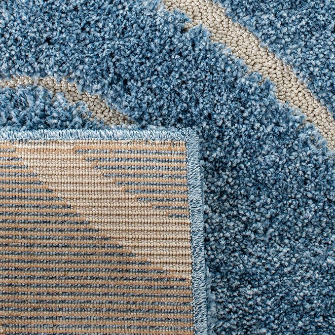 SAFAVIEH Florida Shag Collection Area Rug - 9'6" x 13', Light Blue & Cream, Scroll Design, Non-Shedding & Easy to Clean, High-Low Plush Pile, Ideal for Living Room, Bedroom, Dining Space (SG455-6011)