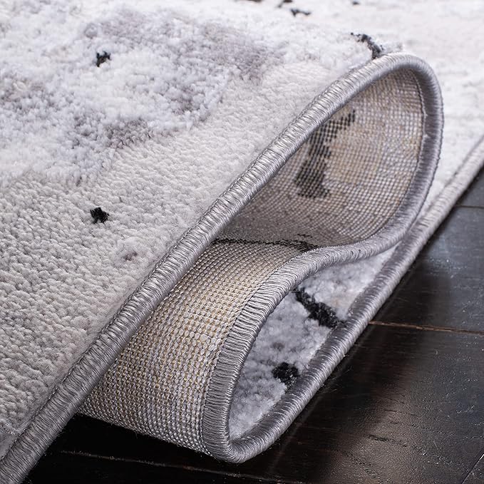 SAFAVIEH Amelia Collection Runner Rug - 2' x 18', Grey & Black, Modern Abstract Design, Non-Shedding & Easy Care, Ideal for High Traffic Areas in Living Room, Bedroom (ALA293K)