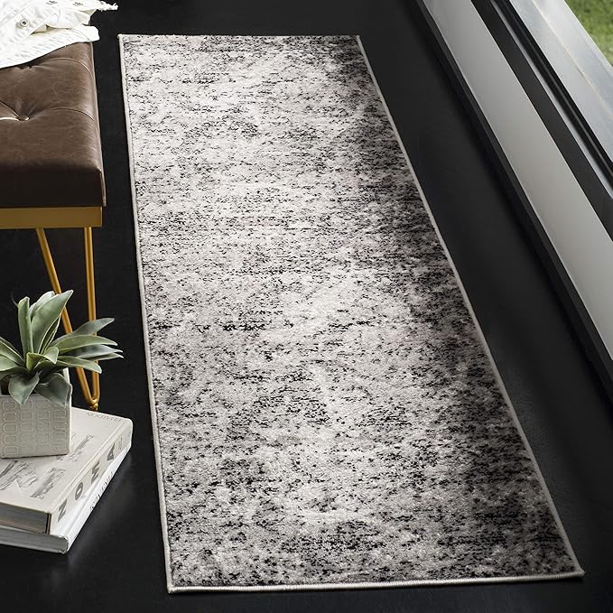 SAFAVIEH Skyler Collection 2' x 10' Charcoal/Ivory SKY186L Modern Abstract Non-Shedding Living Room Dining Entryway Foyer Hallway Runner Rug
