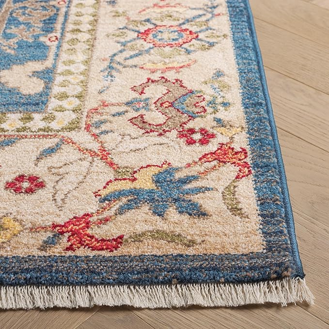 SAFAVIEH Kashan Collection Runner Rug - 2'6" x 6', Blue & Tan, Traditional Oriental Design, Non-Shedding & Easy Care, Ideal for High Traffic Areas in Living Room, Bedroom, Dining (KSN303G-26)