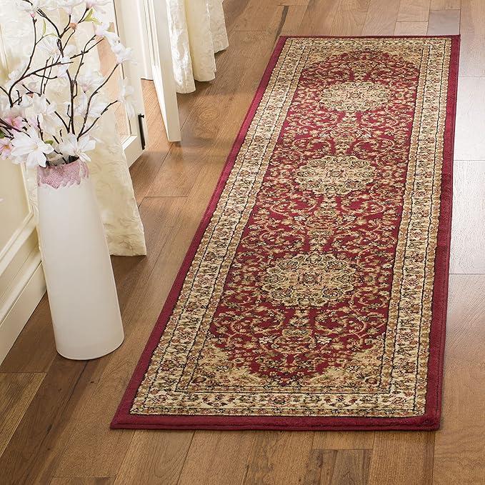 SAFAVIEH Lyndhurst Collection Runner Rug - 2'3" x 20', Red & Ivory, Traditional Oriental Medallion Design, Non-Shedding & Easy Care, Ideal for High Traffic Areas in Living Room, Bedroom (LNH222B)