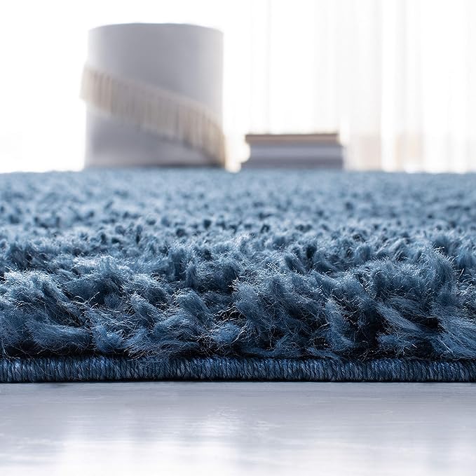 SAFAVIEH August Shag Collection Accent Rug - 4' x 6', Navy, Solid Design, Non-Shedding & Easy Care, 1.5-inch Thick Ideal for High Traffic Areas in Entryway, Living Room, Bedroom (AUG200M)