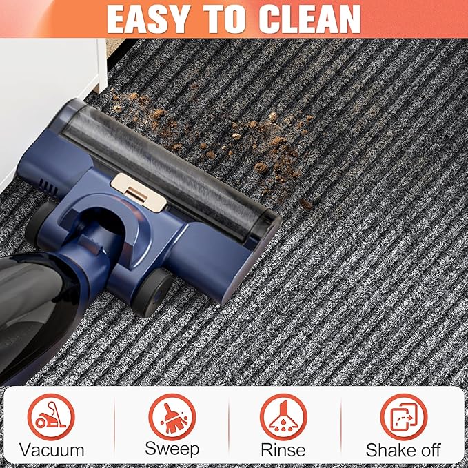 MYFAMIREA Commercial Floor Mat 4' x 6' Extra Large Front Door Industrial Rug Heavy Duty Brush Step Entrance Mat Weather Utility Rug with Non Slip Rubber Backing Low Profile for Entryway, Charcoal Grey