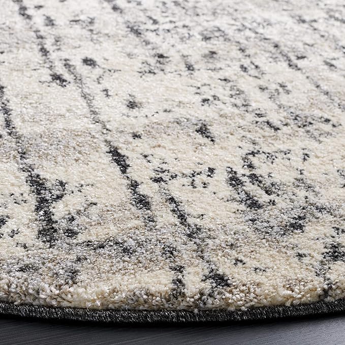 SAFAVIEH Retro Collection Area Rug - 3' Round, Black & Light Grey, Modern Design, Non-Shedding & Easy Care, Ideal for High Traffic Areas in Living Room, Bedroom (RET2770)