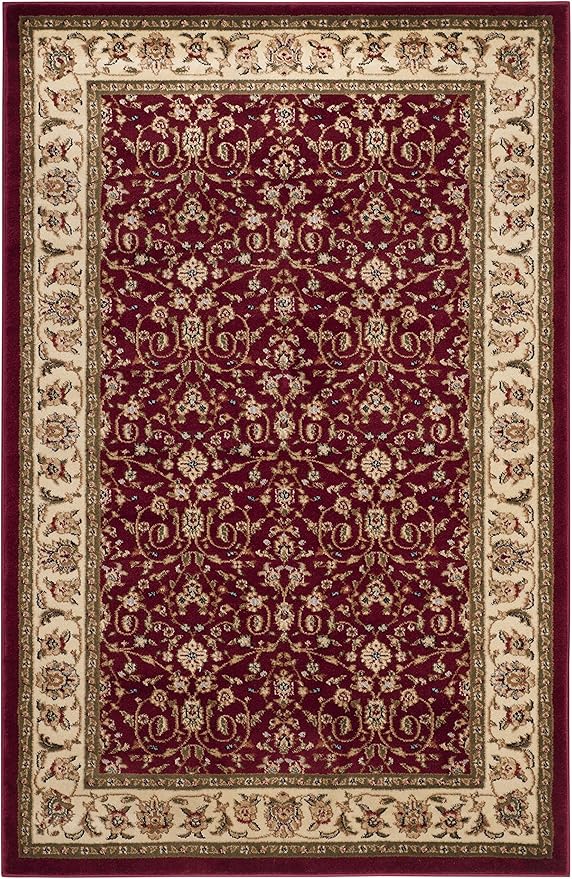 SAFAVIEH Lyndhurst Collection Accent Rug - 3'3" x 5'3", Red & Ivory, Traditional Oriental Design, Non-Shedding & Easy Care, Ideal for High Traffic Areas in Entryway, Living Room, Bedroom (LNH312A)