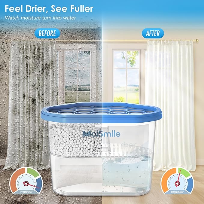 Moisture Absorbers 6 Packs, 10.8OZ Efficient Humidity Absorber ＆ Odor Eliminator Boxes, Refillable Car Dehumidifier for Closet, Bathroom, Basement＆ RV, Fragrance Free