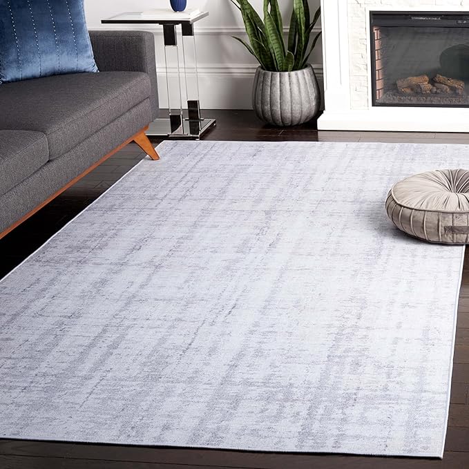 SAFAVIEH Washable Rug Tacoma Collection - 5' x 8', Light Grey & Grey, Slip Resistant & Easy to Clean, Ideal for Living Room, Bedroom, Home Office, Dining Space (TAC857F)