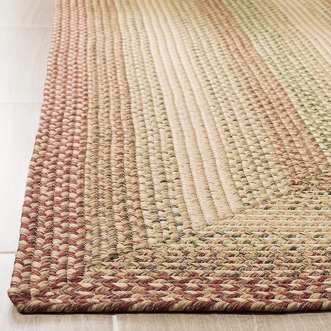 SAFAVIEH Washable Rug Outdoor Braided Collection - 5' Square, Rust & Multi, Handmade & Reversible, Non-Shedding & Easy to Clean, Ideal for Patio, Backyard, Mudroom (BRD303A)